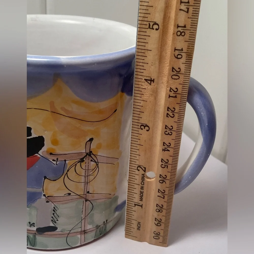 Vintage Cowboy mug outdoor western scene Hand Painted art Mug Artist signed - Picture 9 of 16